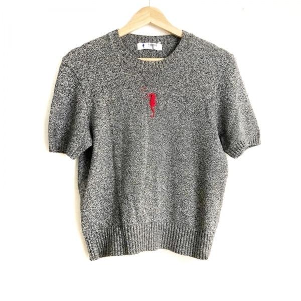 フクゾー FUKUZO 半袖セーター サイズL レディース - グレー×白×レッド 