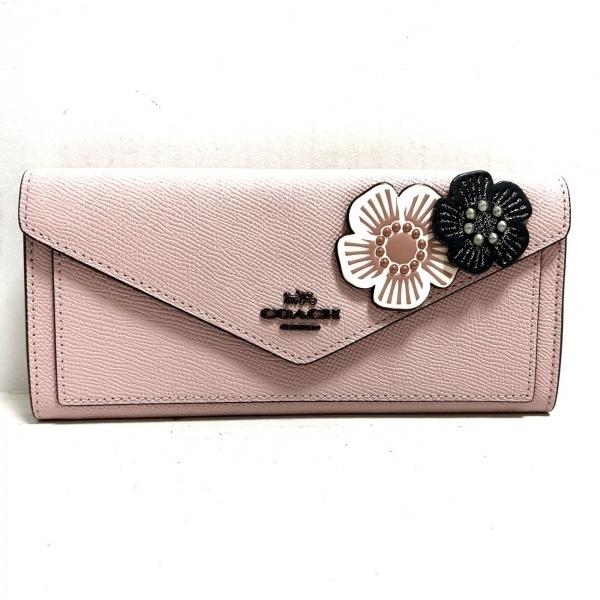 コーチ COACH 長財布 美品 - 57715 ピンク レザー 新着 20240728 