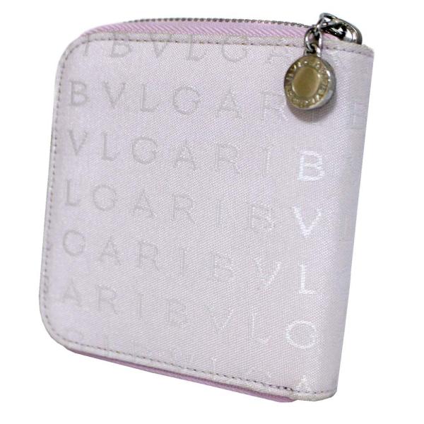 美品 ロゴマニア レディース レディース ロゴマニア 二つ折り財布 ラウンドファスナー ブルガリ キャンバス ライトピンク 送料無料 中古 二つ折り財布 レザー Ho Fk ブランドエコヤフー店