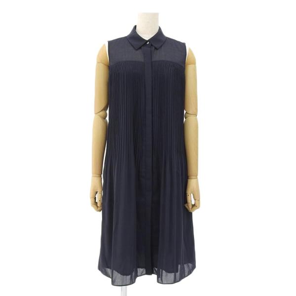 【美品】フォクシー プリーツドレス シルク ブラック ノースリーブ 42 美品】フォクシー プリーツドレス シルク ブラック ノースリーブ 42