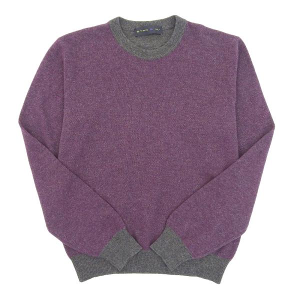 超美品 エトロ ETRO 現行タグ カシミア混 バイカラー クルーネック