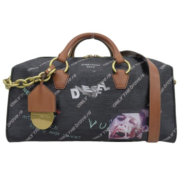 超美品 ディーゼル DIESELグラフィティプリント 2way レザー ボストン