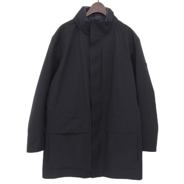 超美品 ゼニア Zegna 現行タグ VV015 ZZ10 ソフトシェル 撥水ナイロン マウンテン レイヤードコート レインジャケット  M 黒 フード付 メンズ 旅 超美品 ゼニア 現行タグ VV015 ZZ10 ソフトシェル 撥水ナイロン