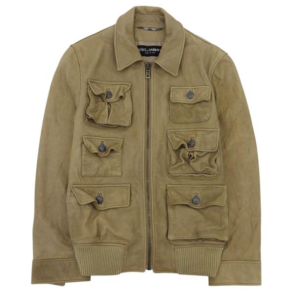 美品 ドルチェ＆ガッバーナ DOLCE&GABBANA 06AW ヴィンテージ ラムレザー 6ポケット ジャケット メンズ ブルゾン brandgoen_296254