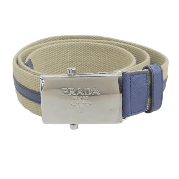 PRADA（プラダ） 超美品 PRADA PRADAロゴプレート シルバーバックル