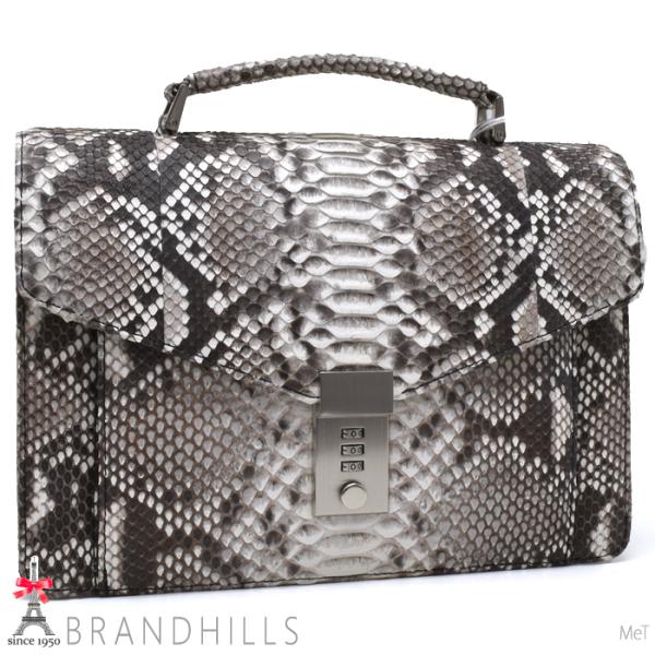 パイソン セカンドバッグ メンズ ナチュラル マット加工 スネーク 錦