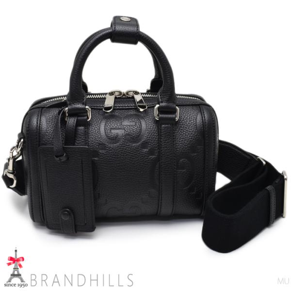 GUCCI（グッチ） ボストンバッグ ジャンボ GG レザー ブラック ミニ