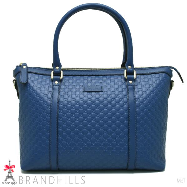 グッチ ハンドバッグ レディース マイクログッチシマ レザー ブルー 2WAY アウトレット 449656 GUCCI ほぼ未使用 【中古】 GUCCI（グッチ） ハンドバッグ レディース マイクログッチシマ レザー