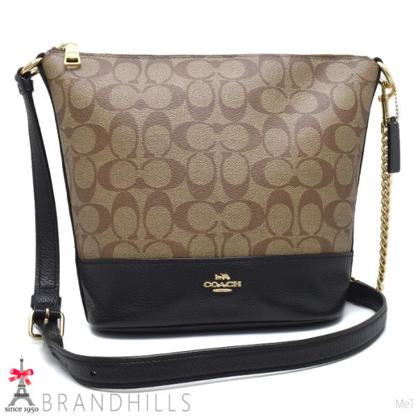 コーチ ショルダーバッグ レディース シグネチャー PVC カーキ ブラック クロスボディ F76669 COACH 美品 【中古】 COACH（コーチ） ショルダーバッグ レディース シグネチャー PVC