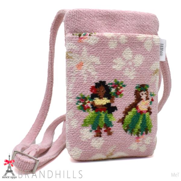 フェイラー スマホショルダー レディース シュニール織 フラガール柄 ピンク FEILER 極美品 【中古】 feiler（フェイラー） スマホショルダー レディース シュニール織