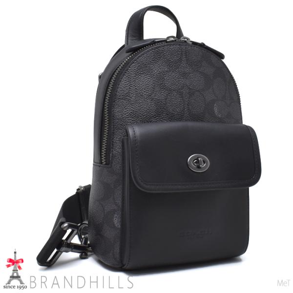 COACH シグネチャー ボディバッグ ブラック/男女兼用 COACH（コーチ） ボディバッグ スモール ターンロック スリング パック