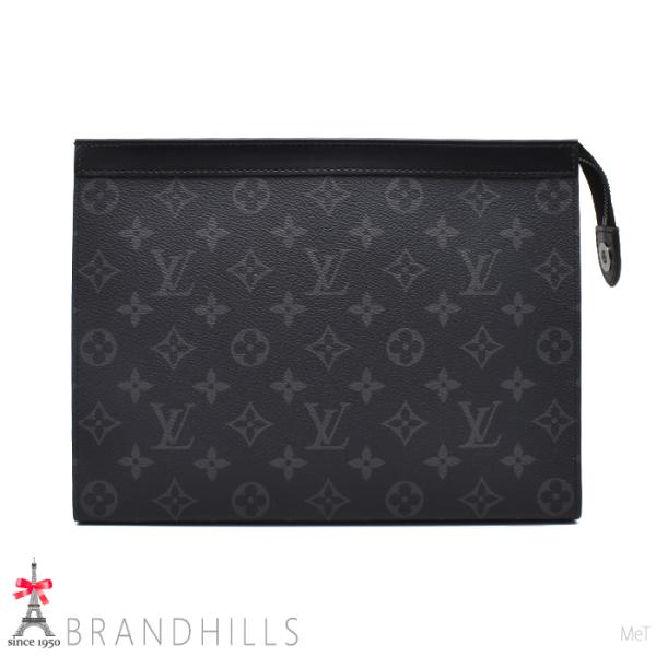【新品同様】LOUIS VUITTON ルイヴィトン ポシェット・ヴォワヤージュMM モノグラム・エクリプス M61692 RFID ブラック グレー シルバー金具 クラッチバッグ セカンドバッグ メンズ カジュアル デイリー 【ブランドギャラリー心斎橋店】 LOUIS VUITTON（ルイ・ヴィトン） セカンドバッグ メンズ ポシェット