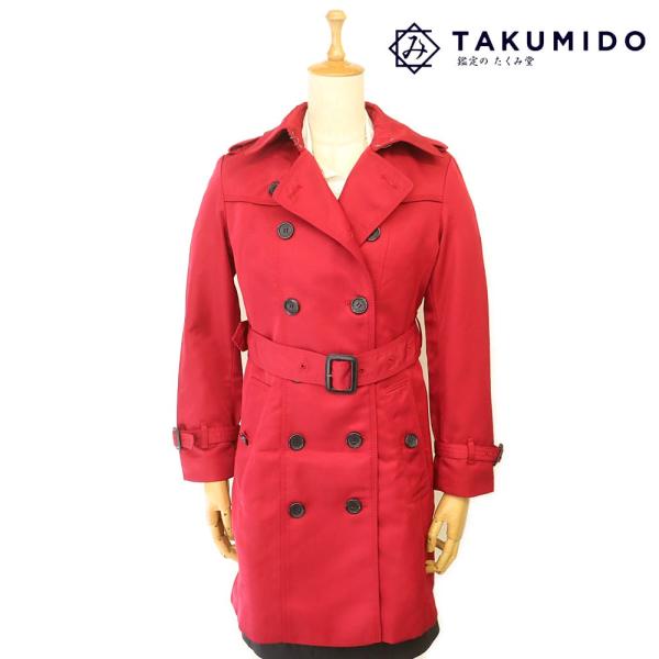 美品　バーバリー　大きいサイズ　トレンチコート BURBERRY（バーバリー） トレンチコート サイズUK4 レッド レディース