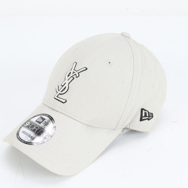 YSLホワイト 9FORTY キャップ 調整可能 現行品 イヴ サンローラン × ニューエラ YSL モノグラム キャップ 帽子