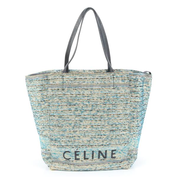 極美品 セリーヌ カバファントム ミディアム レザー キャンバス トート