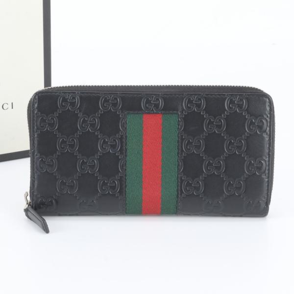GUCCI 長財布 グッチシマ シェリーライン レザー ブラック フラップ GG 極美品 グッチ グッチシマ シェリー ライン 408831 レザー 長財布