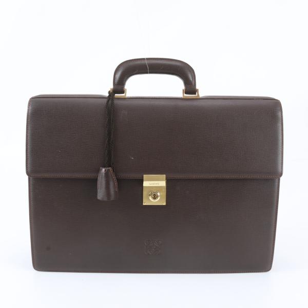 【美品】ロエベ　2way ビジネスバッグ　レザー　A4可　アナグラム　濃茶 美品 ロエベ アナグラム レザー ビジネス バッグ 書類鞄 ブリーフ