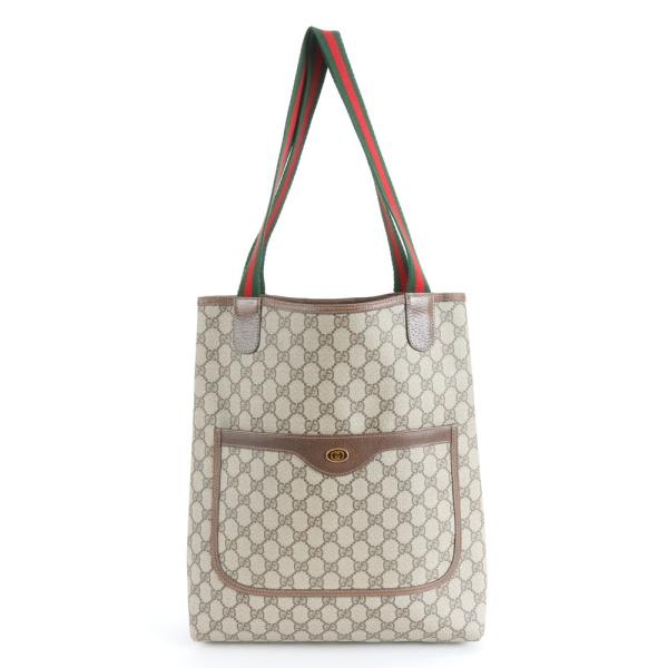 美品 グッチ GGスプリーム シェリー ライン レザー トート バッグ ショルダー ビジネス 通勤 A4 メンズ レディース REM DS46-8