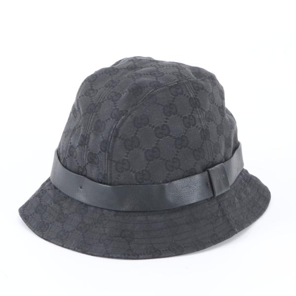GUCCI グッチ バケットハット GGキャンバス イタリア製 レザー 美品 グッチ タグ付 GGキャンバス バケットハット バケハ XL 帽子