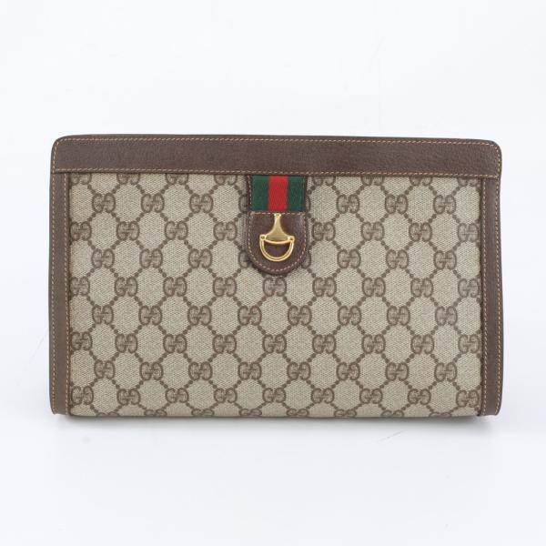 GUCCI GGスプリーム　レザー　ポーチ　セカンドバッグ　クラッチバッグ 美品 グッチ GGスプリーム 6044 レザー セカンドバッグ クラッチ