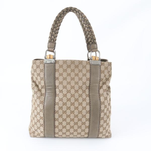 GUCCI　グッチ　トートバッグ　ショルダーバッグ　ハンドバッグ　GGキャンバス 美品 グッチ GG キャンバス バンブー 232946 レザー トート バッグ