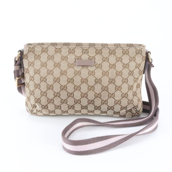 ショルダーバッグ GUCCI グッチ 189749 GGキャンバス 美品 グッチ GGキャンバス 189749 レザー ショルダーバッグ 斜め掛け