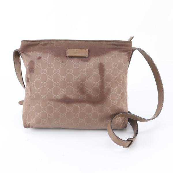 GUCCI ブラウンレザー ビジネスバッグ 大容量 グッチ GGナイロン 314529 レザー ショルダーバッグ 斜め掛け
