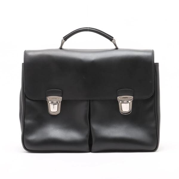 美品 プラダ レザー ビジネス バッグ 書類鞄 ブリーフケース 通勤 本革