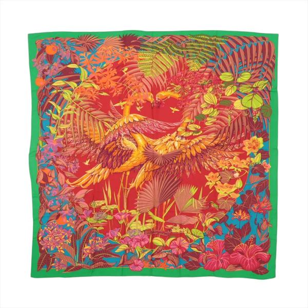 極美品 エルメス タグあり カレ ジェアン 140 カシミヤ FLAMINGO PARTY