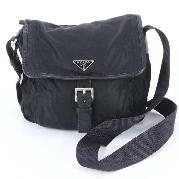 【極美品】PRADA テスートナイロン　メッセンジャーバッグ　トライアングルロゴ 極美品 プラダ テスート ナイロン トライアングルロゴ レザー