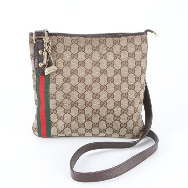 GUCCI グッチGGキャンバス ワンショルダーバッグ シェリーライン ハンド 美品 グッチ GGキャンバス シェリー ライン 144388 レザー ショルダー