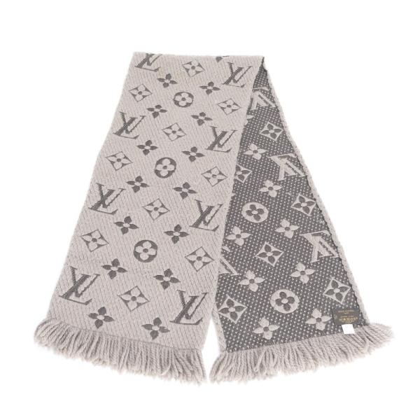美品！ルイヴィトン　エシャルプ　ロゴマニア マフラー グレー シルク モノグラム LOUIS VUITTON（ルイ・ヴィトン） 【良品】ルイヴィトン モノグラム
