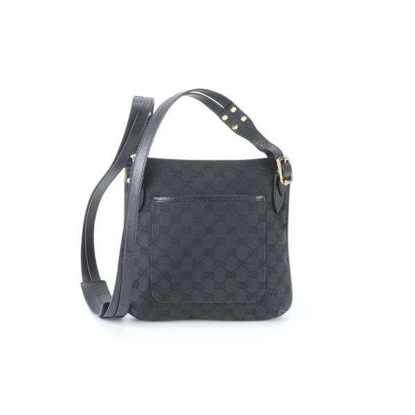 美品 グッチ GGキャンバス 115514 レザー ショルダーバッグ 斜め掛け