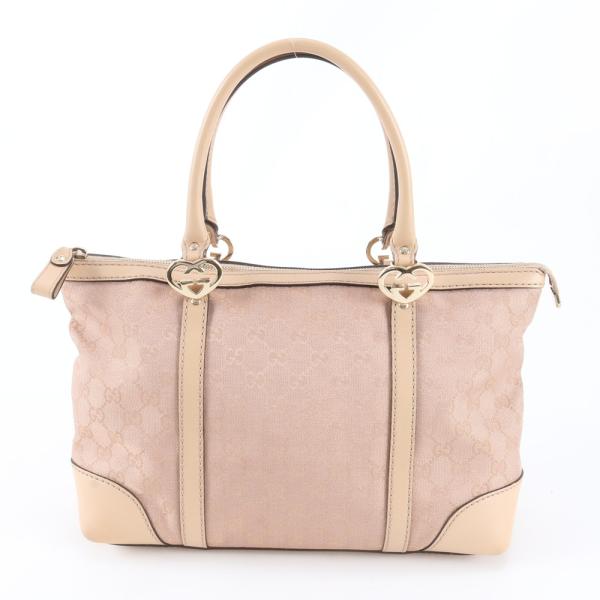 美品 グッチ GGキャンバス ラブリー 257069 レザー トート バッグ