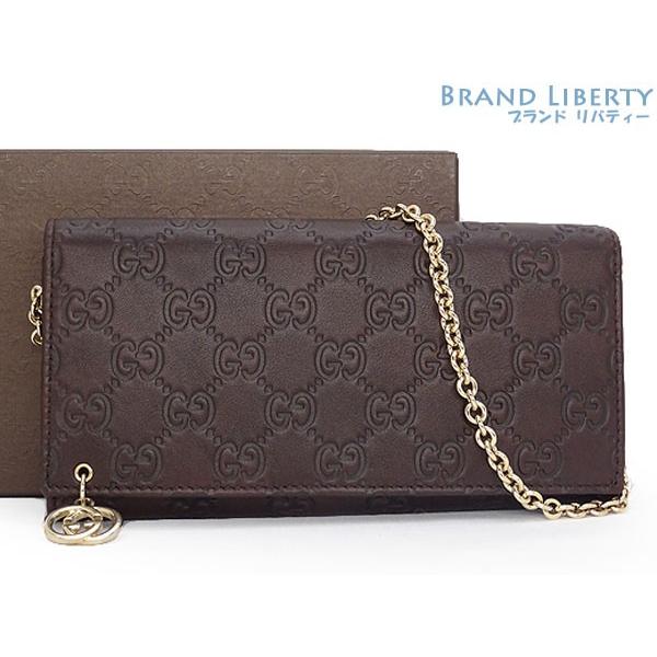 グッチシマ 未使用 グッチ シマ Gチャーム付 チェーンウォレット 二