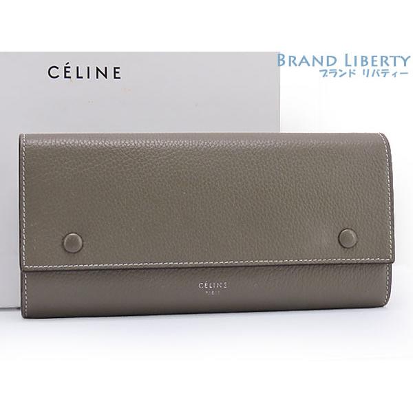 celine ラージフラップ マルチファンクション 長財布 レザー グレー