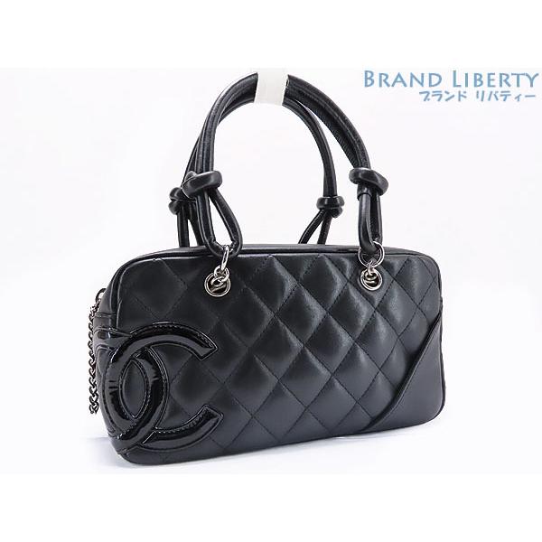 CHANEL カンボンライン ボーリングバッグ ミニボストン ココマーク 黒 白 CHANEL カンボンライン ボーリングバッグ ミニボストン ココマーク 黒 白