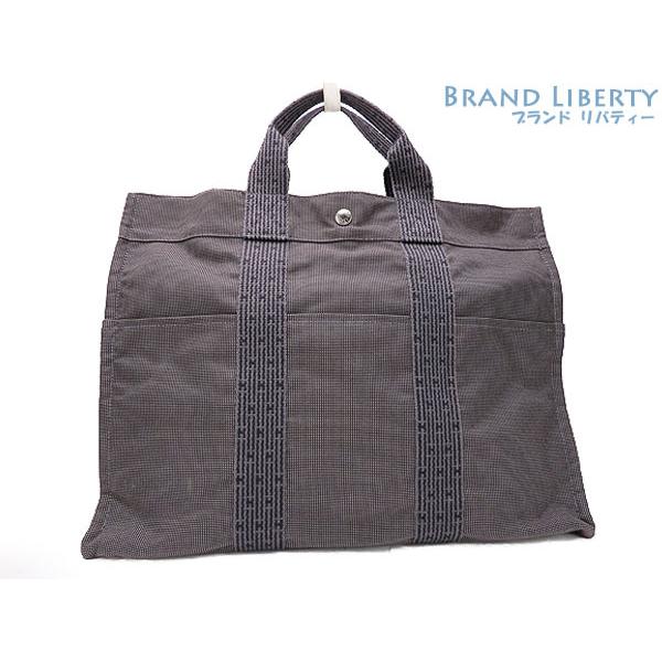 HERMES エルメス エールライン　MM 100951M　グレーキャンバス エールライン 美品 エルメス トート MM ハンドバッグ トートバッグ