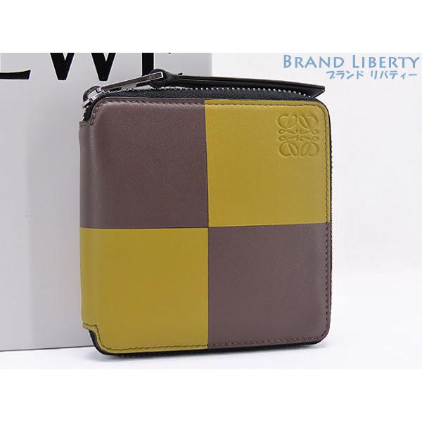 LOEWE 二つ折り財布 アナグラム バイカラー LOEWE（ロエベ） ほぼ新品 アナグラム スクエアジップウォレット バイ
