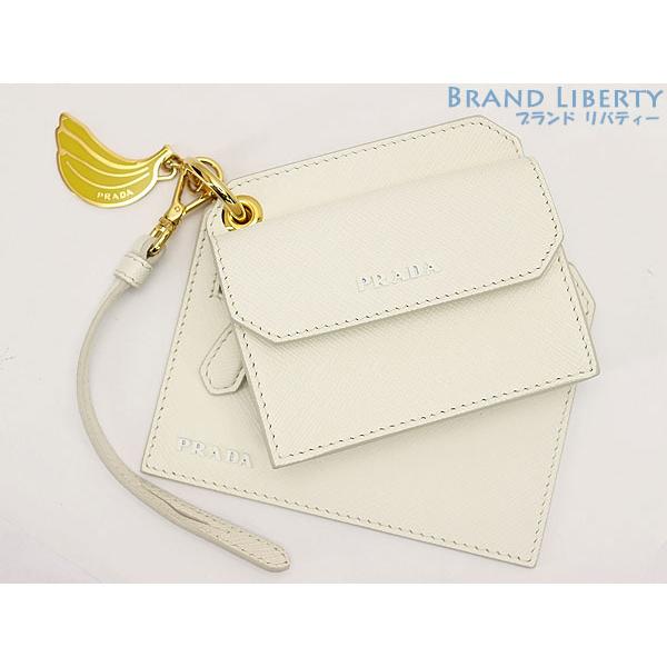 PRADA 未使用 プラダ サフィアーノ ストラップ付 カードケース パス 