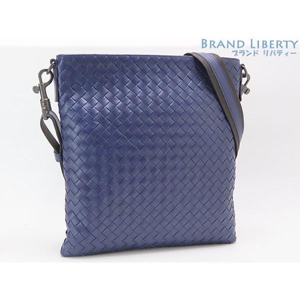 未使用 ボッテガヴェネタ イントレチャート ショルダーバッグ ネイビー