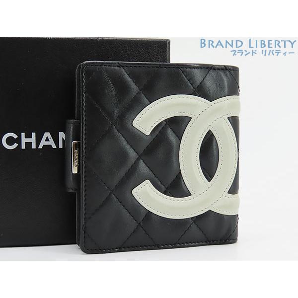 美品 シャネル CHANEL カンボンライン ココマーク がま口 二つ折り財布  