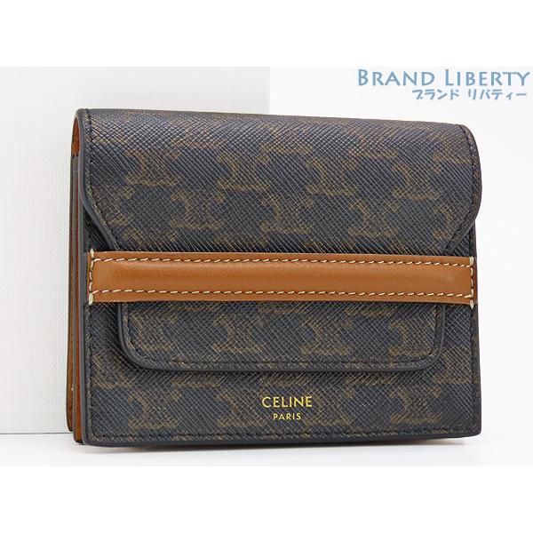 美品　セリーヌ　CELINE ケース　ラウンド　トリオンフ　ブラウン ジップラウンドケース / トリオンフキャンバス ＆ カーフスキン - タン