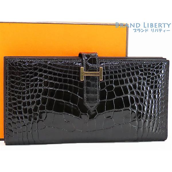【HERMES】エルメス  アリゲーター　ベアンスフレ　2つ折り長財布 HERMES（エルメス） 二つ折り長財布 ベアンスフレ アリゲーター