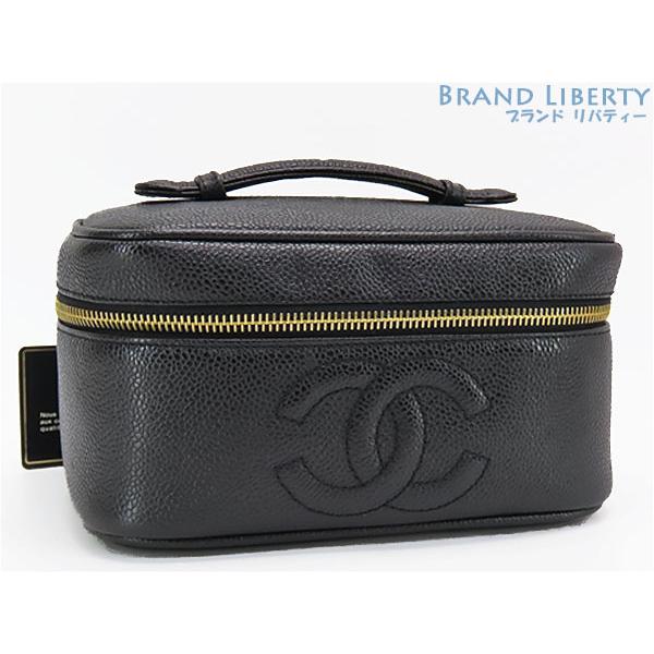 キャビアスキン ほぼ新品 シャネル ヴィンテージ ココマーク バニティ