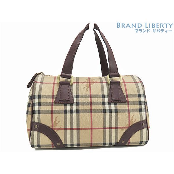 Burerry バーバリー　ミニボストンバッグ　ハンドバッグ チェック柄 BURBERRY（バーバリー） 美品 ヘイマーケットチェック ミニ ボストン
