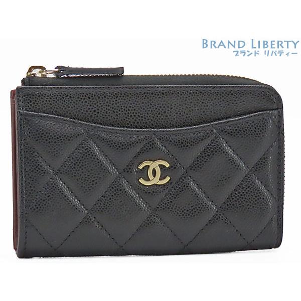 マトラッセ 新古品 シャネル キャビアスキン ジップカードケース  