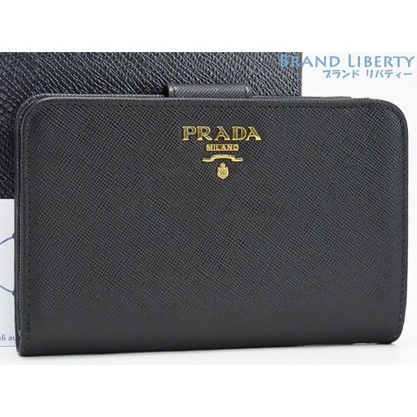 PRADA 美品 プラダ サフィアーノ メタル L字ファスナー二つ折り財布  