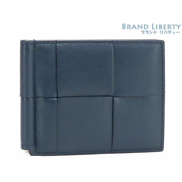 ボッテガヴェネタ カセット マキシイントレ 二つ折り財布 ブルー 極美✨ボッテガヴェネタ 二つ折り財布 マキシ イントレチャート