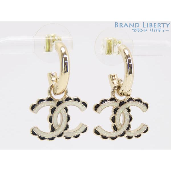 CHANEL（シャネル） 新品同様 ココマーク ラメ スイング フープ ピアス